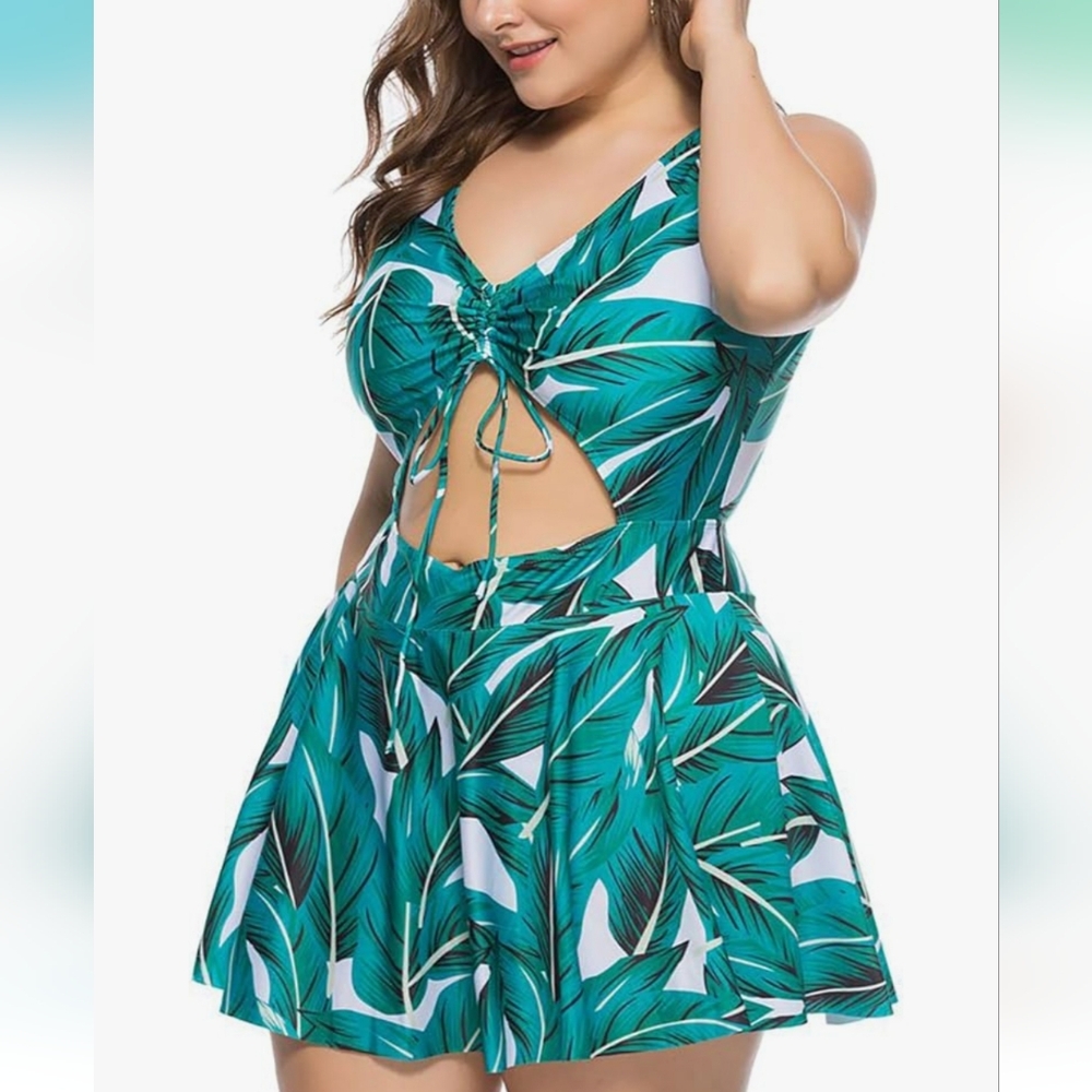 Tropical Leaf Print Women's One Piece Swimsuit